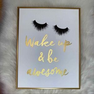 Colleen Karis Designs Wake Up & Be Awesome Canvas Glitter Printed Wall Art 16x20